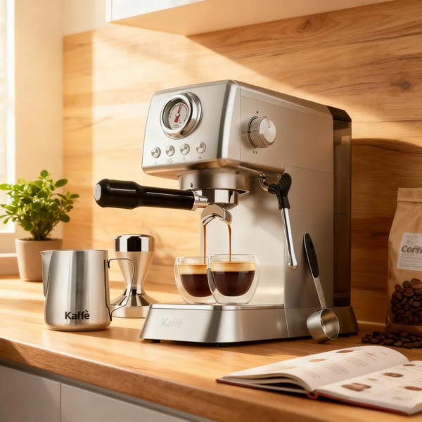 Espresso Coffee Maker with Integrated Milk Frothing System